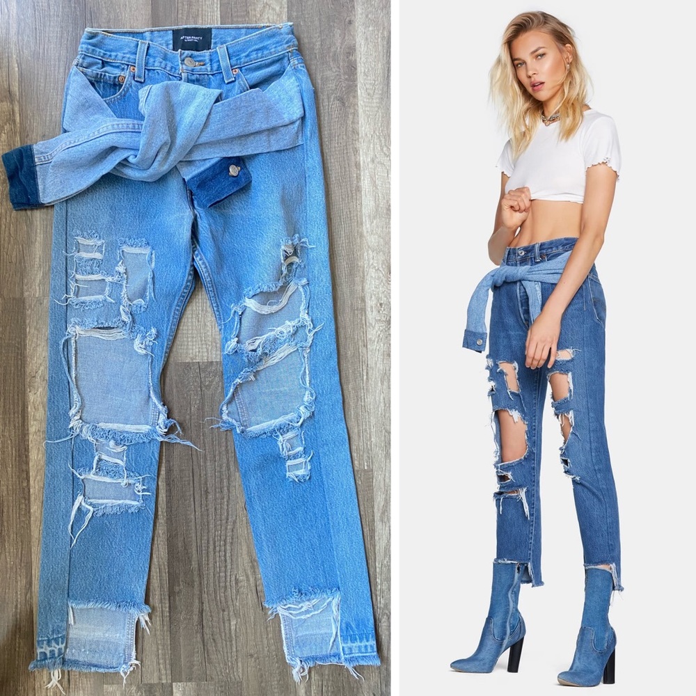 After Party x Nasty Gal Denim Distressed Jeans